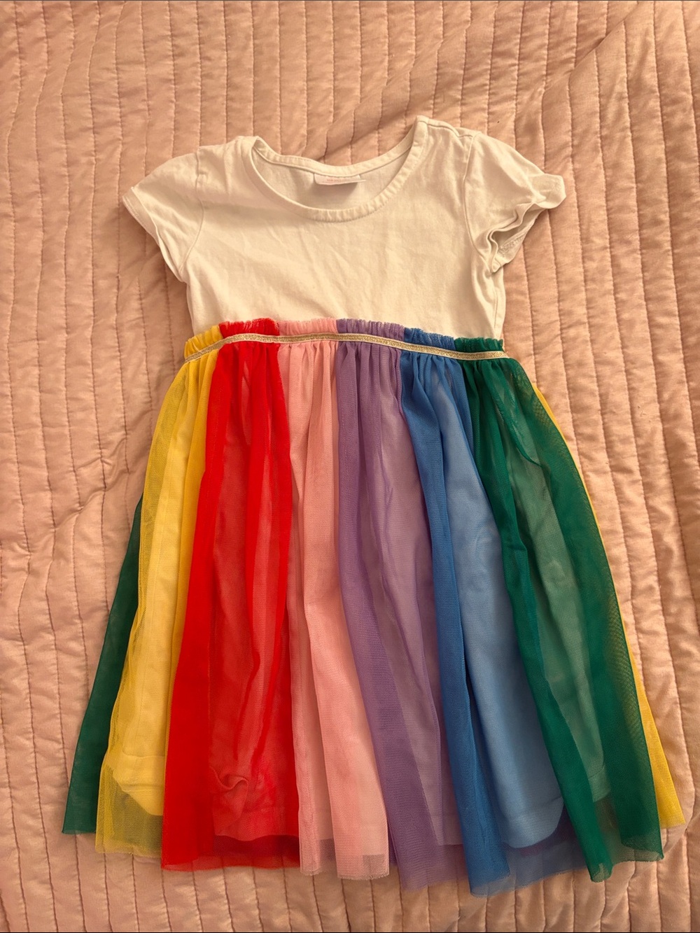 Hanna Andersson White Top Rainbow Tulle Dress